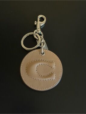 Coach Beige Mirror Bag Charm In Beige Leather